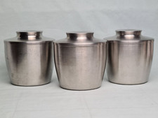 trio of mid century Chichester Stainless Steel storage canisters