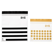 IKEA ISTAD 60 Resealable/ Reusable Food Bags Patterned/Black Yellow 1/0.4l