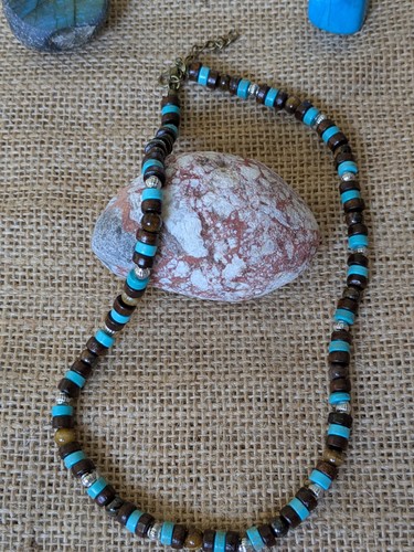 Boho surfer necklace wooden - boho,