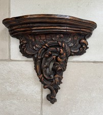 Antique Hand Carved Oak Wall Mounted Shelf Bracket Original Rococo Renaissance