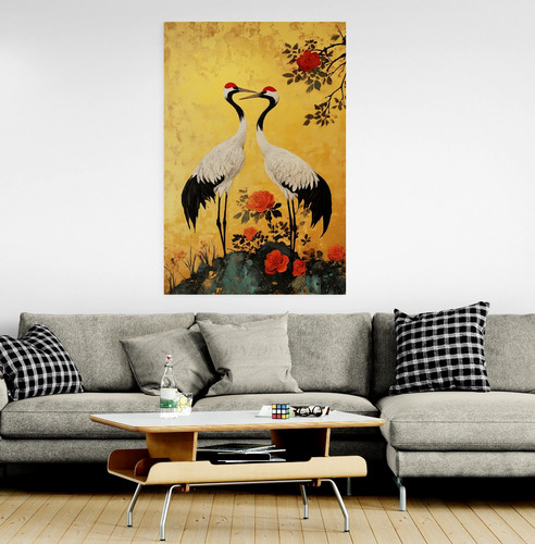 Japanese crane bird canvas - bird,