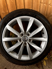 VOLKSWAGEN GOLF MK7 17" DIJON ALLOY WHEELS SILVER VW FULL SET (1 X DAMAGED)