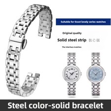 Solid Notched Stainless Steel Watch Band Women's Bracelet 12mm for Tissot Lovely