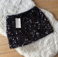 Zara Sequin Mini Skirt In Navy