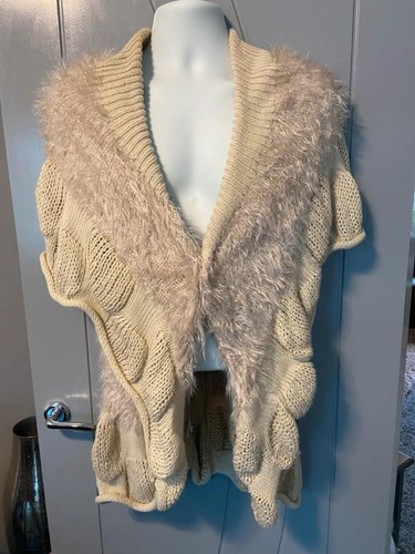 Cream knitted cardigan with - cream,