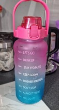 Motivational Gradient Water Bottle - Pink & Blue - 2L/Half Gallon