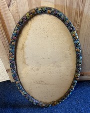Vintage Gesso Plaster Picture Frame Oval Baroque Regency Coloured Fruits MCM