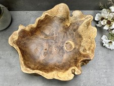 Wooden Bowl Rustic Fruit Holder Handcarved Gamal Wood Dish Irregular Shape 40cm