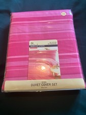 BHS King Barclay Stripe Duvet Cover Easy Care  Set  new Sealed Free Postage