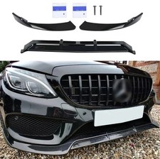 For Mercedes C Class C205 C43 W205 Gloss Black Front Splitter Spoiler Lip 2014+