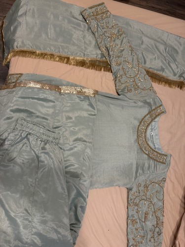 Sage blue embroidered - blue,