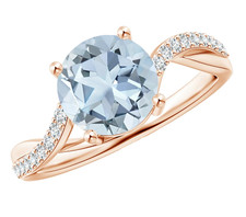 14k solid gold - gold, aquamarine