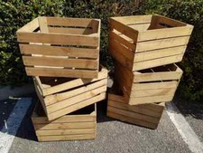 Wooden Crate Boxes Storage Apple Fruit Plain Wood Box Craft Crates - 4 Slatted..
