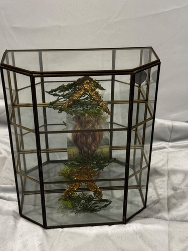 Vintage brass beveled glass - &,