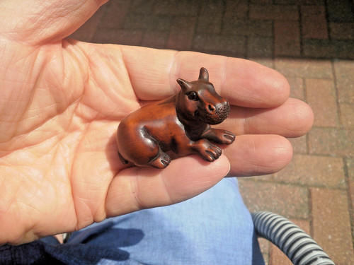 Hand carved wood netsuke - hand,