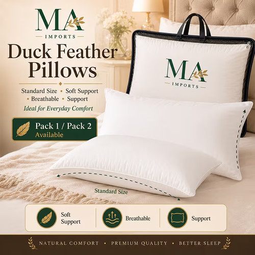 Duck feather pillows pair - pillows,