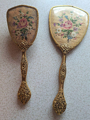 Vintage floral hand mirror - floral,