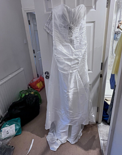 White satin line wedding - white,
