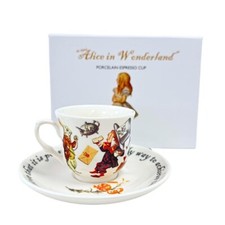 Alice In Wonderland Espresso Cup & Saucer Set In Gift Box Espresso Coffee Cups