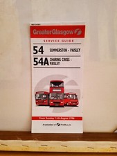 FirstBus Greater Glasgow Timetable Service 54, 54A, August 1996