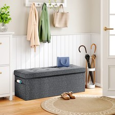 Folding Ottoman Storage Box Pouffe Seat Stool Home Chair Foot stool Bench 110cm