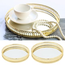 17/25cm Mirror Jewellery Perfume Tray Candle Holder Round Serving Display Plate
