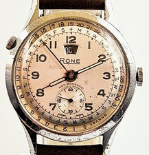 Rone “Date-O-Graph” Triple Date Calendar Watch c.1948 FHF 175 Swiss Vintage
