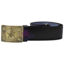 Kilt belt black plain leather - black,