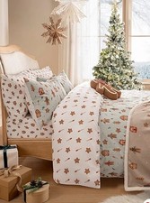 NEW CHRISTMAS FESTIVE GINGERBREAD MEN STRIPE DOUBLE DUVET SET HOUSE BEDDING.