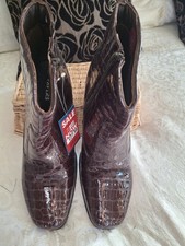 BNWT Lovely Ladies Brown Mock Croc Ankle Boots By Pavers