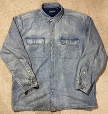 Orvis Blue Denim Fleece Lined Metal Button Shacket Mens Size XL