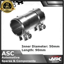 Universal Double Clamp Exhaust Sleeve Connector - 50mm ID x 90mm Length