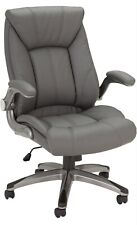 Luxury High Back Executive Office Chair Home Swivel PU Leather Chair, Grey