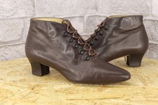 VINTAGE 90'S BROWN LEATHER STEAMPUNK VICTORIAN STYLE BOOTS SIZE 5 / 38 MANFIELD