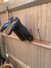 WELLINGTON WELLY  BOOT RACK  HOLDER WROUGHT IRON ANTIQUE  WALL MOUNTED