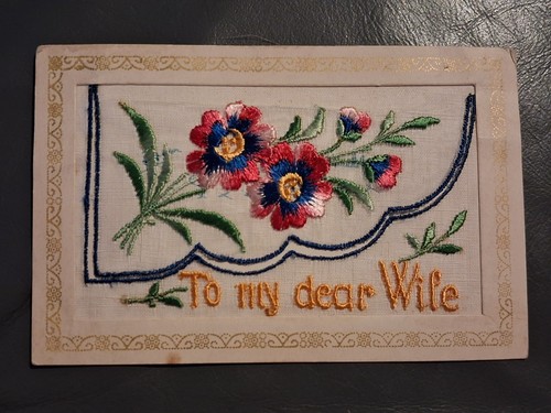 Ww1 silk postcard embroidered - postcard,