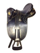 New Leather Australian Stock Saddle Without Horn Black