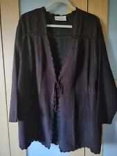 Ann Harvey Ladies Brown Suede Effect Jacket with Rope Tie and Detail - Size 18