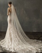 Bridal Pearl Pale Ivory  3 Metre Veil 1 Tier Luxury Tulle Cut Edge & Comb