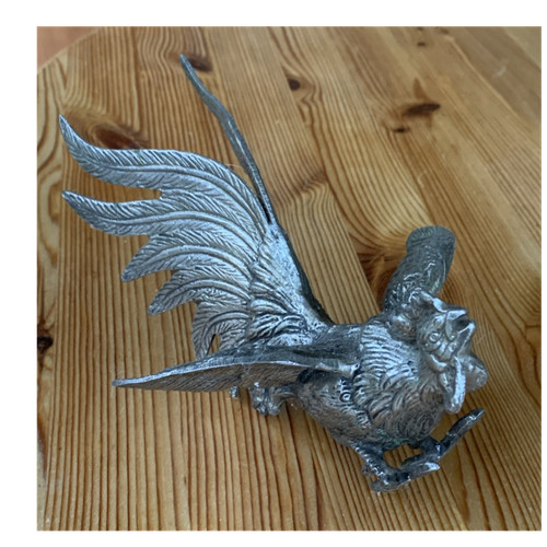 Metal rooster figurine statue - figurine,
