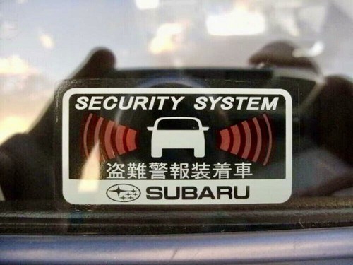 Subaru security system decal - system,