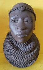 Beautiful Handmade African Male Maasai Warrior Signed Clay Sculpture