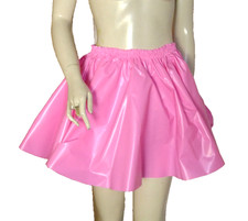 PVC Skirt Sissy Pink Mini Circle Skater Plastic Clothing Vinyl Clothes BDSM L/XL