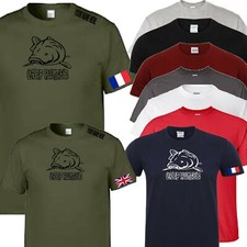 Fishing carp hunter t shirt with flag on shoulder (with or without your name)