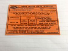 Ford 302ci engine emission decal