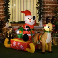 Inflatable Santa Claus with Sled and Reindeer Indoor/Outdoor Xmas Décor LED