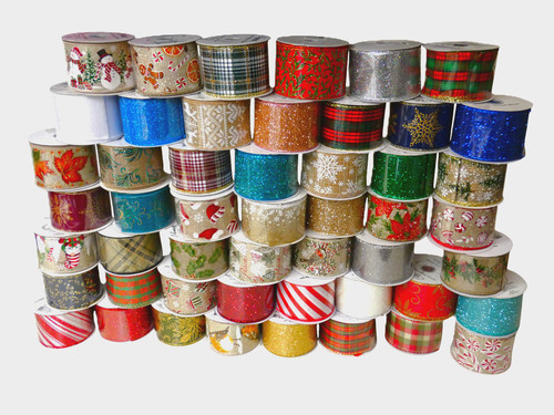 Christmas wired edge ribbon - ,