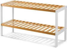 2 Tier Natural Wooden Bamboo Shoe Rack Shelf Storage Organiser Stand Shelf Unit