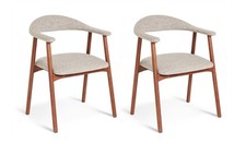 Lex Pair of Fabric Dining Chairs Walnut Comfortable Dining Seating