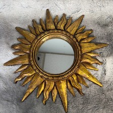 Vintage Sunburst Celestial Gold Accent Wall Mirror Hollywood Regency Whimsigoth